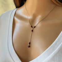Zooying minuscule pierre précieuse délicate grenat pierre naturelle collier goutte de larme minuscule bijoux janvier pierre de naissance Y collier