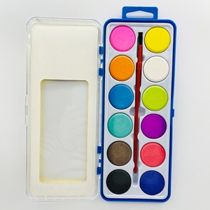 Ensemble de peinture à l'eau solide en boîte plastique non toxique de 12 couleurs pour le dessin des enfants à l'école - Product Image 2