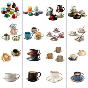 FENN Ceramic Coffee Mug Clay <strong>Espresso</strong> Porcelain Vintage Coffee <strong>Cups</strong> and Saucers Custom Beige Cappuccino Coffee <strong>Cup</strong> with Saucers - Product Image 6