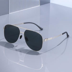 Lunettes de soleil Aviator Ks-3818 pour hommes, monture en métal, lentille TAC, protection UV400, classe 2, pare-soleil, couleur argent blanc - Product Image 1