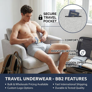Hygieia – Caleçons de voyage antivol personnalisés pour hommes avec poche zippée discrète, anti-humidité, respirants, sous-vêtements de rangement <span class=keywords><strong>secret</strong></span> - Product Image 2