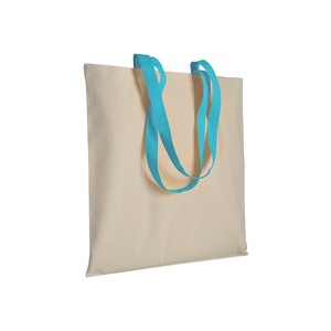 Borsa Shopper in Cotone Naturale con Manici Lunghi 30-50cm, Azzurra, per Uso Quotidiano, Made in Italy - Product Image 1