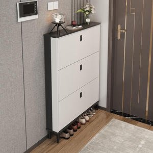 Scarpiera Moderna di Alta Qualità in MDF e <span class=keywords><strong>Legno</strong></span> <span class=keywords><strong>Naturale</strong></span>, Nera, Impermeabile, Resistente, Design Ultra Sottile, Capacità 20-23 Paia - Product Image 4