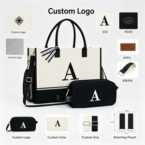 Bolsa de Lona Personalizada con Iniciales, Borlas, Regalo Perfecto para Bodas, Cumpleaños, Playa, para Mujeres, Madres, Maestras, Amigas, Negra - Product Image 4