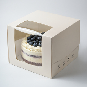 Scatola di Cartone Rettangolare Trasparente Personalizzata Bianca per Torte, Confezione Portatile per Fette di Torta - Product Image 3