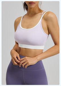 Sujetador Deportivo de Yoga para Mujer con Soporte Alto y Tirantes Cruzados en Contraste - Ropa Deportiva Ecológica de Spandex/Nylon para Gimnasio y Yoga - Product Image 6