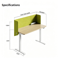 Bureau électrique réglable en hauteur sur trois niveaux, avec cloison acoustique en feutre, disponible en plusieurs couleurs, idéal pour les bureaux