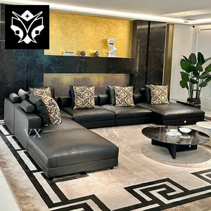 Italian Versaces 2024 New Sofa Set Furniture Villa Living Room Modern Luxury Leather Corner Sofa