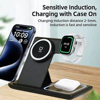 Nouvelle Station de Recharge 3-en-1 Magnétique avec Support Chargeur Sans Fil pour iPhone 17-12, Montre et Écouteurs – Nouveautés 2026
