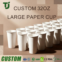 Gobelet en papier jetable personnalisé de 32 oz, grand format, écologique, à paroi simple, pour boissons chaudes, café