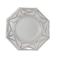 Assiette de présentation transparente de 13 pouces, géométrique, creuse, en plastique, pour la décoration de table de mariage ou de banquet