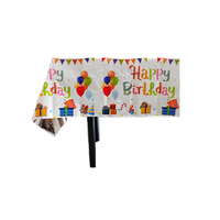 Nappe de table jetable en plastique rose avec imprimé Joyeux Anniversaire, boîte cadeau ballon, rectangulaire, pour fête d'enfants, housse de table imperméable