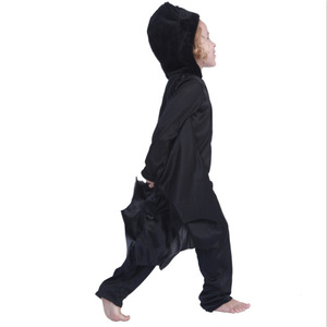 Costume de chauve-souris pour enfants, combinaison noire avec ailes, tenue de spectacle d'Halloween, matière Spandex, taille 3-8 ans - Product Image 2