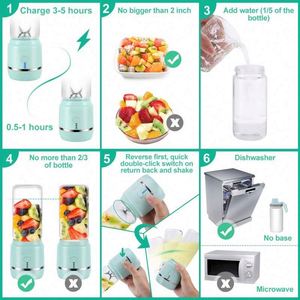 Newly Design 420 ML Household Portable Blender Household Fruit Mixer USB Juicer Blender With Six Blades - Product Image 6