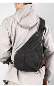 New Vintage <b>Canvas</b> <b>Bag</b> Men <b>Large</b>-capacity Waterdrop Chest <b>Bag</b> Stylish Versatile Single-shoulder Crossbody <b>Bag</b> - Product Image 5