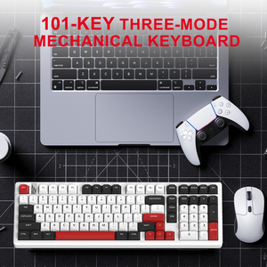 Bán buôn PBT ba màu tri-chế độ 101 phím màu xanh lá cây chuyển đổi Hotswap Bàn Phím Cơ khí Bàn phím chơi game không thấm nước với RGB chiếu sáng - Product Image 3