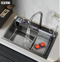 Évier de cuisine Intelligent en cascade en nid d'abeille moderne avec lave - tasse Évier de cuisine multifonctionnel en acier in