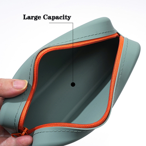 AMZ Silicone Zipper Pencil <b>Bag</b> Waterproof Custom Logo Print Pencil Pouch for Kids Multifunctional Large-Capacity Storage <b>Bag</b> - Product Image 5