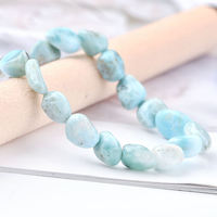Larimar Gemstone Guérison Cristal Pierre Naturelle Pour La Fabrication De Bijoux 8-10mm Larimar Tumbled Nugget Bracelet