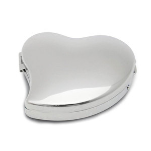 Chromed 2x Foldable Cosmetic <b>Mirror</b> 1x Magnification Portable Double Sided Digital <b>Small</b> Cap Rounded Heart Design for Promotions - Product Image 1