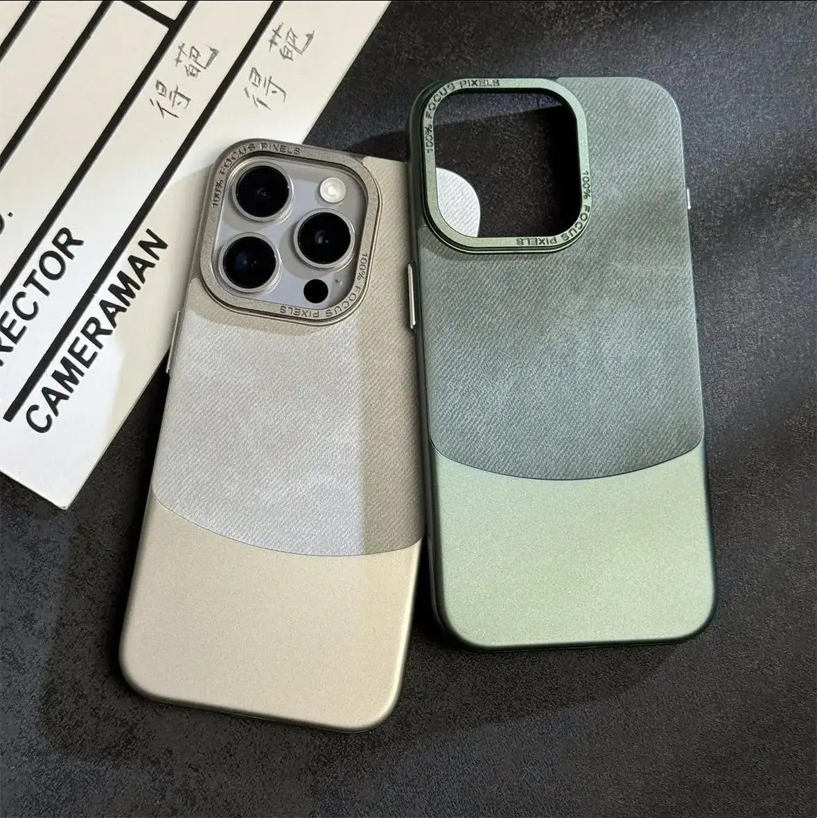 เคสผ้าเช็ดหน้าสีสันสดใสสําหรับ 15 Promax ชุบเคสหนังธรรมดาแข็งสําหรับ iPhone 14 เลนส์โลหะป้องกันการตก