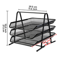 Porte-fichiers de bureau multifonctionnel Stable Amovible Trois couches Fer Art Stockage de données Grille métallique Rack de rangement de bureau Plateau de fichiers