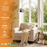 Lampadaire LED de luxe moderne certifié avec base en acier inoxydable, hauteur réglable, interrupteur au pied et télécommande pour hôtel