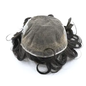 Gli uomini di parti dei capelli di remy dei capelli umani parrucchino bene mono merletto toupee per gli uomini parrucca nessun prodotto chimico di alta qualità