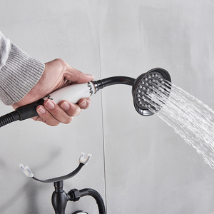 Té<span class=keywords><strong>l</strong></span>éphone mural noir à longue bec, mitigeur de baignoire en laiton robinet de douche mitigeur de bain, <span class=keywords><strong>eau</strong></span> chaude et froide XR8528 - Product Image 4