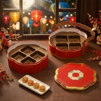 Nouvelle boîte en métal double couche pour gâteaux de lune avec poignée, 8 pièces, pour le Festival de la Mi-Automne, boîte cadeau vide pour l'emballage des gâteaux de lune cantonais