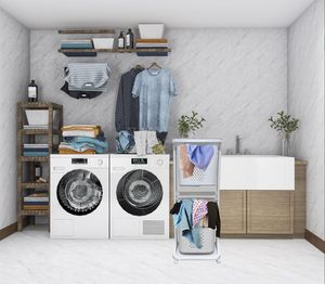 Cestas de Almacenamiento Modernas y Ecológicas de Plástico PP para Baño, Diseño con Ruedas para Ropa, Lavandería y Hogar - Product Image 5