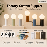 Lampe de table LED en verre et bois massif avec prise secteur, flexible, simple, moderne, minimaliste, pour la décoration de la chambre à coucher