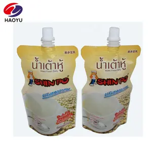 Fashion design soy milk packaging liquid plastic screw cap bag
