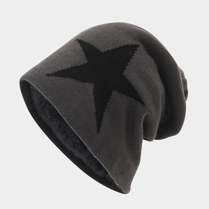 2025 automne et hiver tricoté <span class=keywords><strong>laine</strong></span> chapeau hiver Plus velours chaud grande étoile à cinq branches pull chapeau hommes en plein air chapeau décontracté - Product Image 4