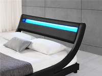 Lit Plateforme Capitonnée de Luxe Moderne Grande Taille Courbe en Faux Cuir, avec Lumière LED, Vente Flash Usine Personnalisée