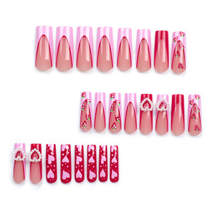 <span class=keywords><strong>Uñas</strong></span> postizas francesas con purpurina roja en forma de corazón, regalo de San Valentín, <span class=keywords><strong>uñas</strong></span> postizas desmontables a la moda, <span class=keywords><strong>uñas</strong></span> postizas con <span class=keywords><strong>pegamento</strong></span> - Product Image 4