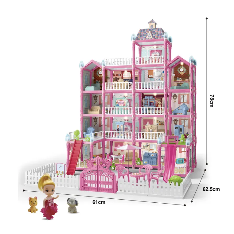 Huge Dollhouse & doll Playhouse with noctilucent indoor playhouse pre-kindergarten toys