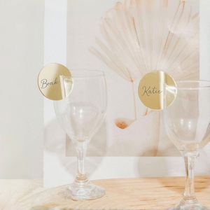 Étiquettes rondes en acrylique pour verres à vin, thème Miel et Douceur, Or, Argent, Or Rose, personnalisées pour cartes de placement de mariage et porte-cartes de table - Product Image 4
