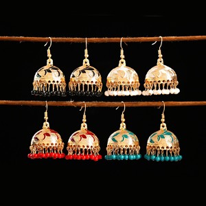 Vintage 14K chapado en oro de las mujeres vaciamiento Macrame <span class=keywords><strong>pendientes</strong></span> de aro India chica fiesta usando joyería étnica de aleación de cuentas <span class=keywords><strong>pendientes</strong></span> de borla - Product Image 2
