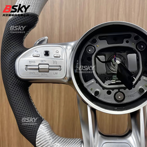 Volant en fibre de carbone blanche personnalisé avec LED, adapté aux Mercedes Benz W213 W463 W223 G63 E63 E205 GLA300 GLS A45 <span class=keywords><strong>AMG</strong></span> C43 <span class=keywords><strong>AMG</strong></span> - Product Image 3