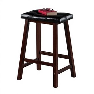 Modern Wooden Frame PU Leather Upholstered Seat Bar <b>Stool</b> Without <b>Back</b> for Hotel Commercial Use - Product Image 2