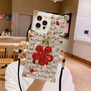 <span class=keywords><strong>Coque</strong></span> de téléphone de luxe carrée avec strass scintillants et bandoulière pour <span class=keywords><strong>iPhone</strong></span> <span class=keywords><strong>12</strong></span> 13 14 15 16 17 Mini Plus Pro Max - Product Image 6