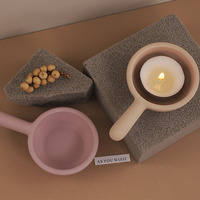 Gypse bougie tasse poignée bougeoir casserole Silicone moule pour béton ciment gypse bougie pot résine moule décoration de la maison