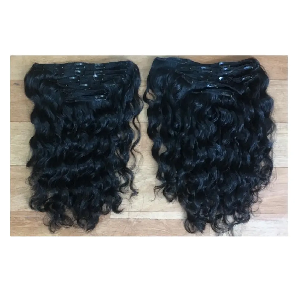 100% Virgin Clip In Hair Extension Vietnamese Double Drawn human hair Straight Wavy Curly Wholesale