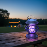 Lámpara antimosquitos con energía solar, luz UV, trampa para insectos portátil, impermeable, para acampar al aire libre