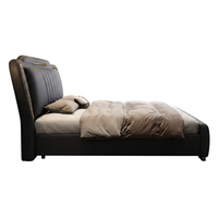 Lit de rangement moderne italien de luxe discret en cuir anthracite de qualité supérieure et bois de pin, cadre de lit Queen certifié E0, directement de l'usine