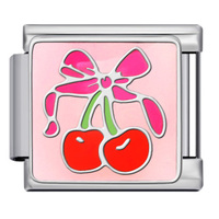 Breloques italiennes personnalisées en acier inoxydable, vente chaude, motif nœud, gâteau, démon, amour, cerise colorée, adaptées aux bracelets de 9 mm, fabrication de bijoux DIY