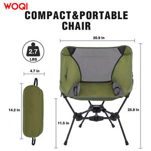 Chaise pliante de camping Woqi Moon Chair, couleur vert olive, structure en aluminium, avec poches latérales et sac de rangement, chaise de jardin - Product Image 4