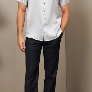 OEM Solid Color Short Sleeve Classic Real Silk <b>Shirt</b> for Men - Product Image 3