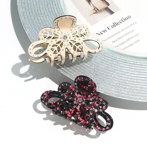 2021 Luxus funkelnde Haar Krallen clips Blume Strass Haars pange für Frauen Klaue Mode Französisch Acetat Haar Krallen clips 8cm